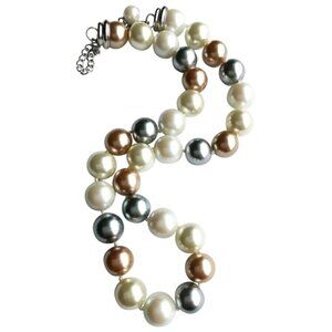 Tri colour white golden gray faux Tahitian Pearl choker necklace